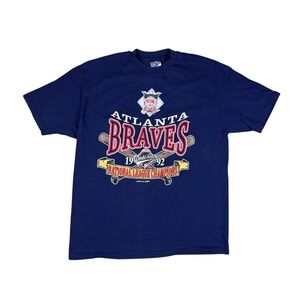 Vtg 1992 Atlanta Braves XL T-Shirt Made USA MLB National League‎ Champions Tee